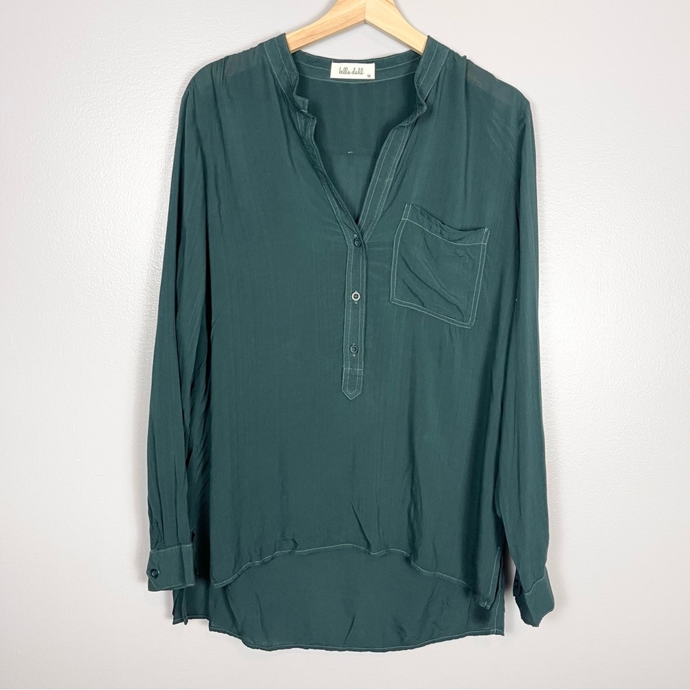 Bella Dahl Tunic Top Long Sleeve size M Green